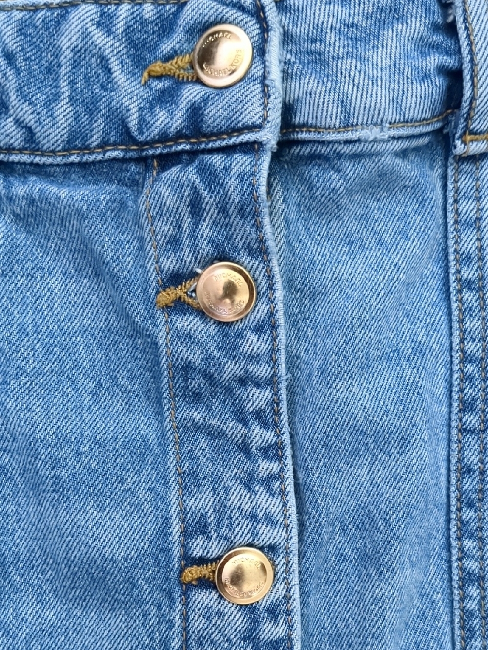 Michael Kors Light Blue Button-Front Denim Pencil Midi Jean Skirt, Size 4 - Picture 3 of 7